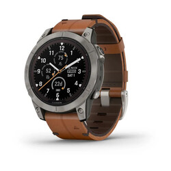 Garmin Fenix 7 Pro - Sapphire Solar Edition Titanium with Chestnut Leather Band Smartwatch (includes black silicone watch band), 47mm 010-02777-30