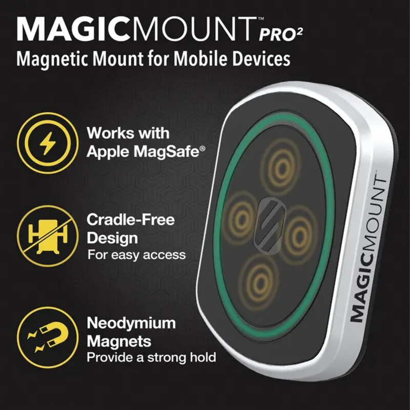 Scosche MAGICMOUNT PRO2 4 in 1 Dash/Vent Magnetic Phone Kit (Mag Safe Compatiable) Silver/Black, MP2ODVM-XTSP