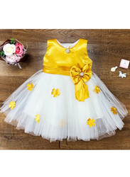 Twinkle Kids Mesh Dress with Bow for Girls, One Size, Yellow/White