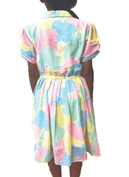 Twinkle Kids Chiffon Printed Dress for Girls, 6 Years, Pink/Mint