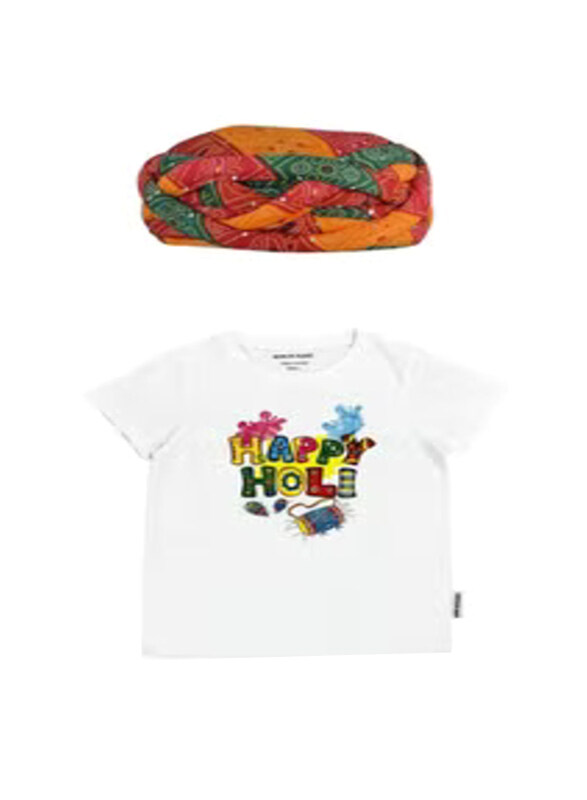 

Horn Ok Please Holi T-Shirt for Unisex, Double Extra Large, White