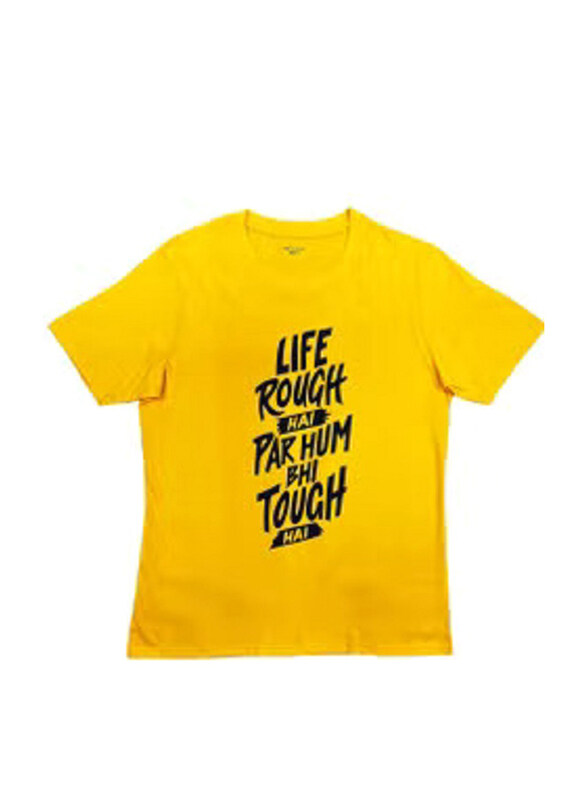 

Horn Ok Please Relaxed Fit Cotton T-Shirt for Men, Extra Large, Yellow