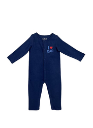 Twinkle Kids Cotton Sleepsuit for Baby Unisex, 9-12 Months, White/Navy Blue