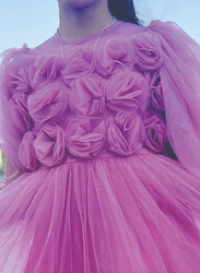 Twinkle Kids Mesh 3D Flower Dress for Girls, 6 Years, Pink