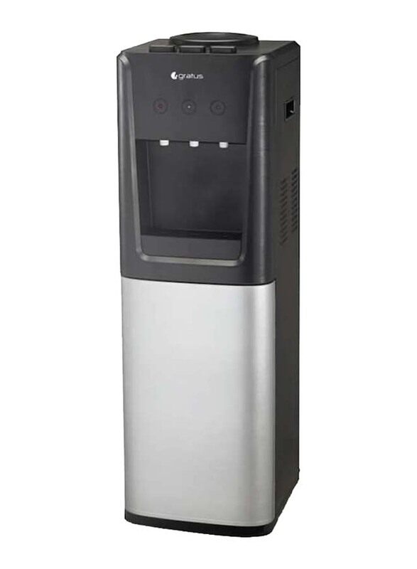 

Gratus Hot & Cold 3 Tap Floor Standing Water Dispenser with Storage Cabinet, GWD701WFCW, Grey/Black