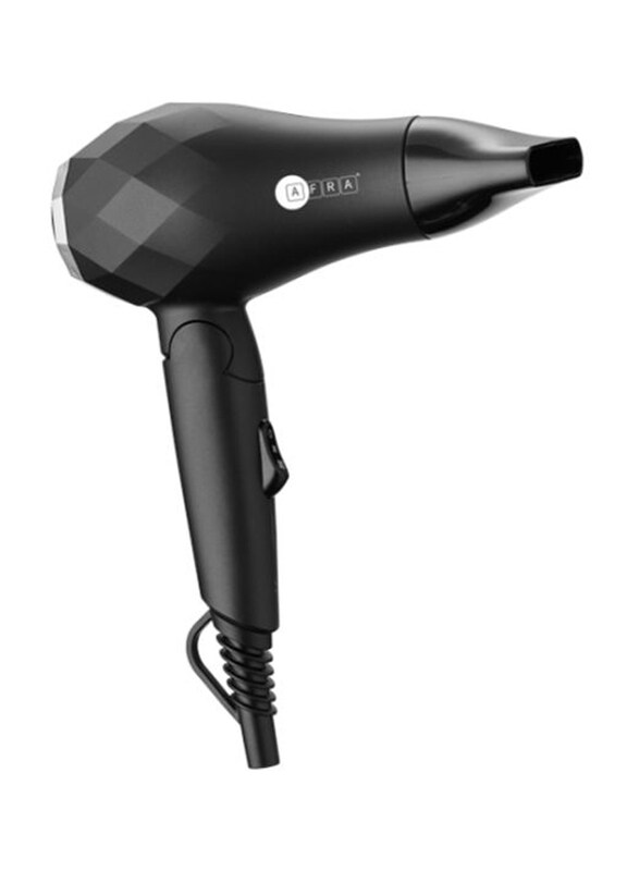 

Afra Hair Dryer with 2 Speeds, 2 Heat Settings, Easy-To-Use, Sharp & Stylish Design, Hang-Up Hook for Safe Storage, AF-1000HDBK, Black