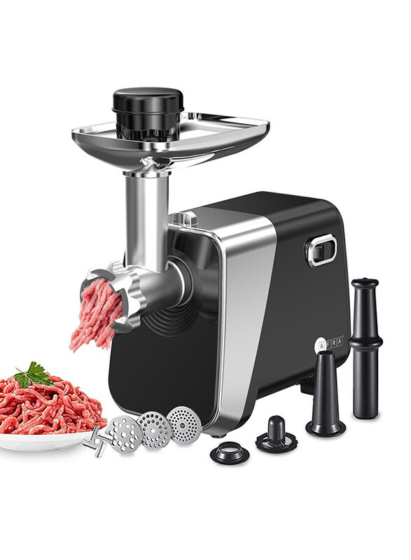 

AFRA 2Kg Capacity Aluminium Construction Stainless Steel Cross Knife Meat Grinder, 1800W, AF-1800MGBK, Black