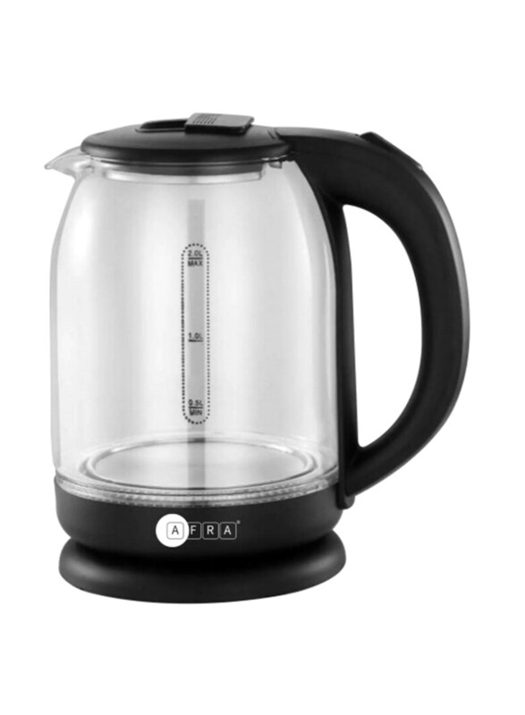 

AFRA 1.8L Strong Glass Body Electric Glass Kettle with Automatic Cut-off and LED Indicator, 1500W, AF-1820KTGL, Black