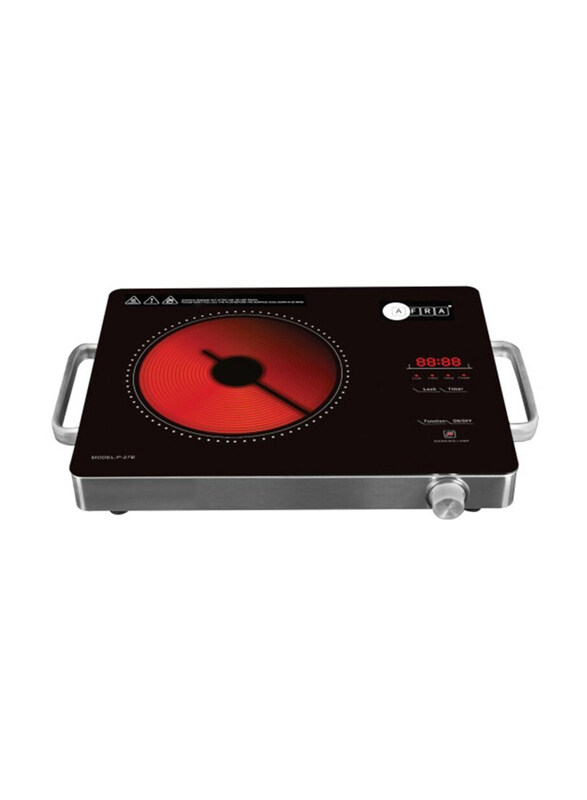 

AFRA Single Infrared Cooker with Digital Display, Child Lock, Crystal Plate, 2000W, AF-2000BICBK, Black