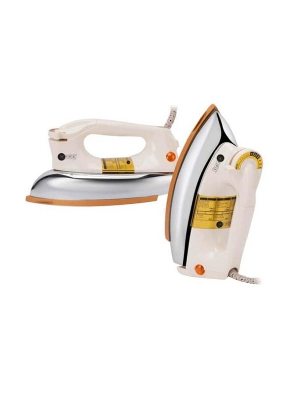 

AFRA 1.8Kg Non-Stick Soleplate Automatic Ergonomic Handle Dry Iron, AF1800DIWH, White/Gold