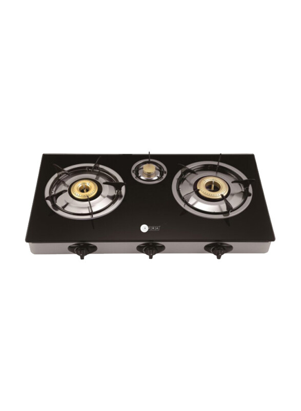 

AFRA Three Burner Gas Stove with Tempered Glass, AF-0003GSBK, Black