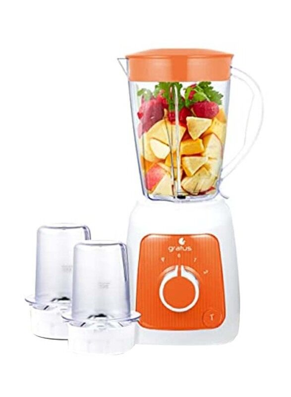 

Gratus 1650ml Blenders with 2 Grinder Jars 2 Speeds + Pulse + Turbo Options, 350W, GBG3503TFC, Orange