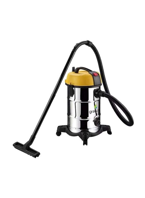 

Gratus Stainless Steel Body Multi Filtration Wet and Dry Blow Canister Vacuum Cleaner, 30L, 1300W, GratusVaccum, Multicolour