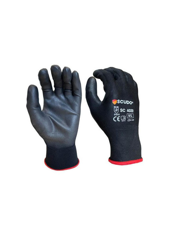 Scudo PU Max Palm Coated PU Mechanical Hand Glove, Large, Dark Grey