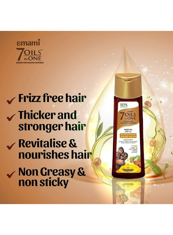 Emami 7 Oils in One Blends for Damage Control Castor Hair Oil, 200ml