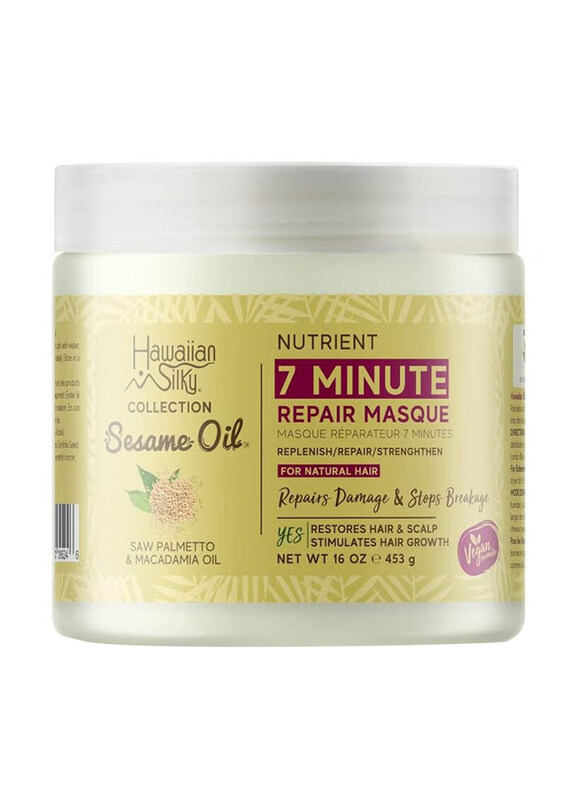 

Hawaiian Silky Sesame Oil Nutrient 7-Minute Repair Masque with Saw Palmetto and Macadamia Oil for Damaged Hair, 453g