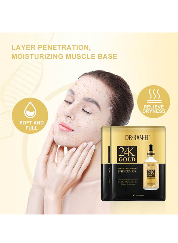 Dr Rashel 24K Gold Radiance & Anti-Aging Essence Mask, 5 Pieces