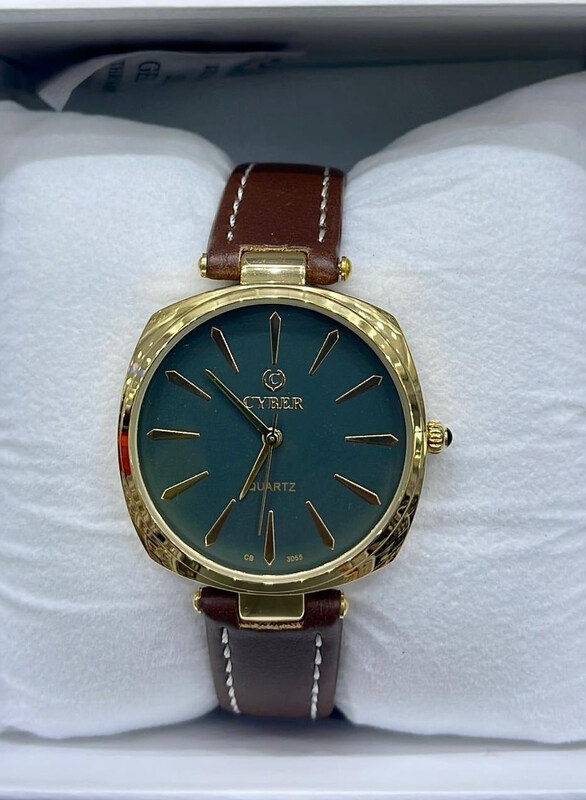 

Cyber An Elegant Analog Watch for Men with Leather Band, Brown-Grey