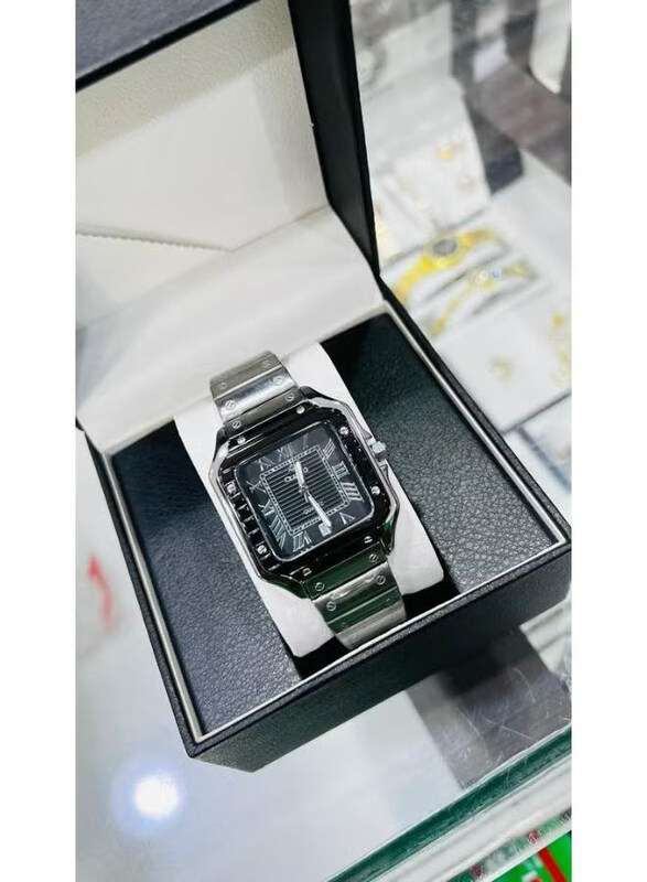 

Clasico Analog A Wonderful Square Watch for Men with Metal Band, Silver-Black