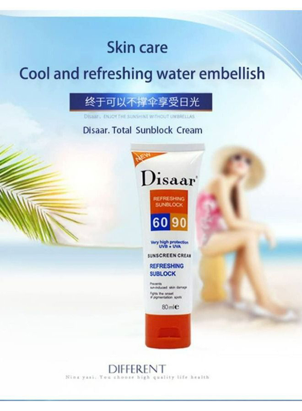 Disaar Refreshing Sunblock Very High Protection UVB + UVA 60-90 Sunscreen Cream, 80ml