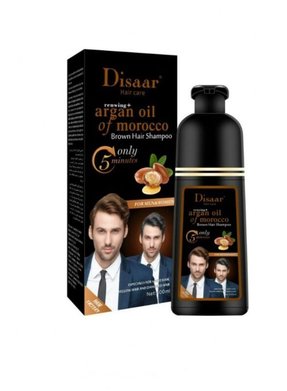 Disaar Argan Oil of Morocco Hair Dye Shampoo, 400ml, Brown