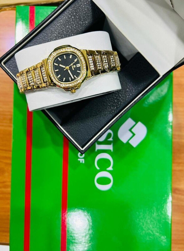 

Clasico A Wonderful PP Stone Analog Watch for Women with Stainless Steel Band, Gold/Silver-Black