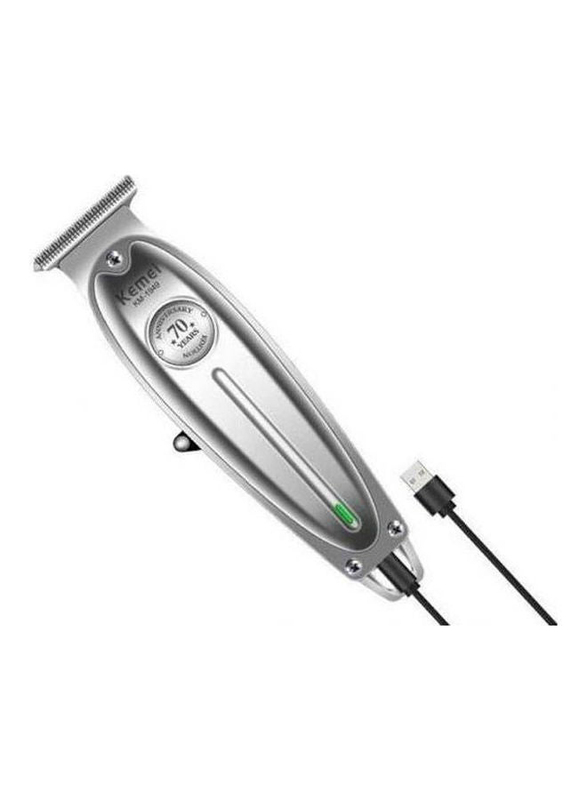 Kemei Metal Professional Hair Clipper Electric Cordless Hair Trimmer Grooming, KM-1949, Grey
