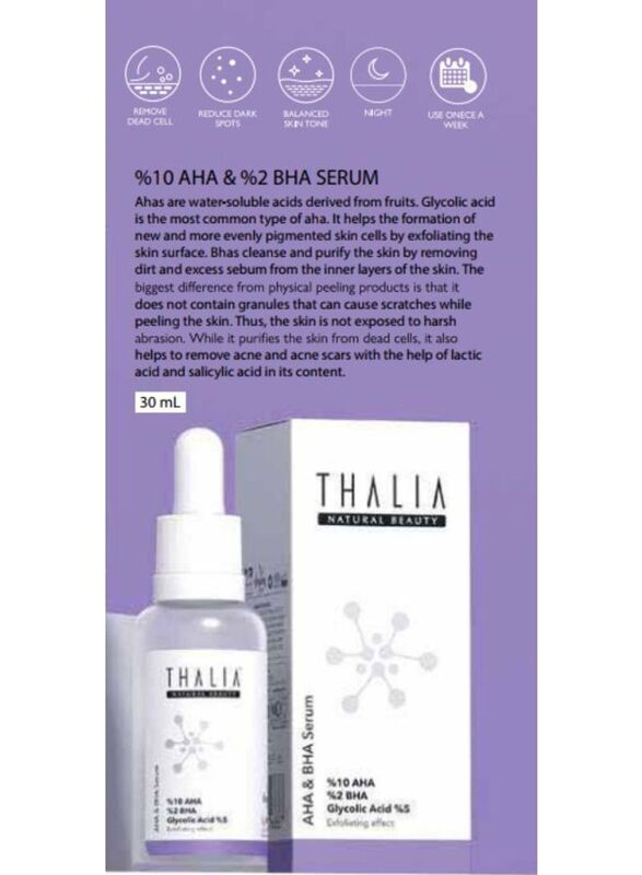 Thalia Revitalizing Skin Tone Smoothing Face Peeling Serum 10% AHA + 2% BHA, 30ml