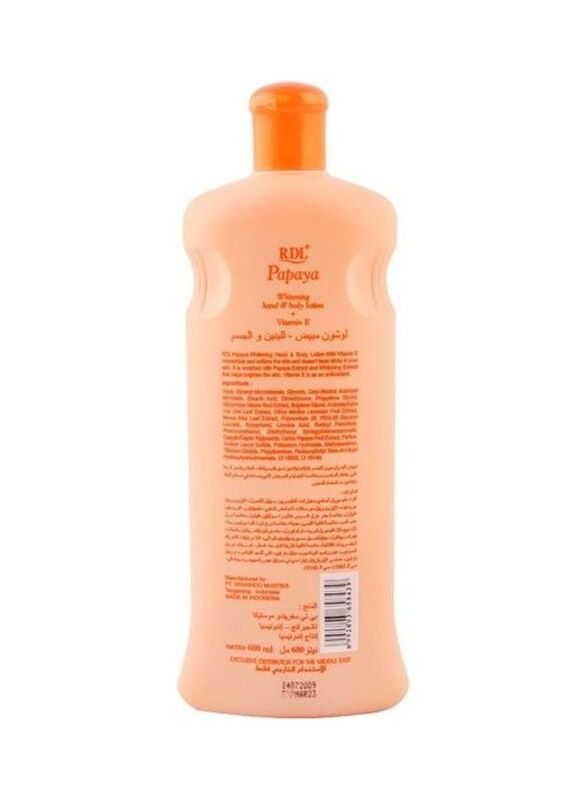 RDL Extract Papaya Whitening Hand and Body Lotion + Vitamin E, 600ml, 4 Pieces