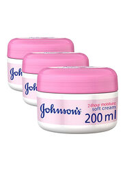 Johnson's 24 Hour Moisture Soft Cream, 3x200ml