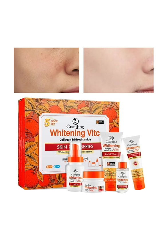 Guanjing Vitamin C Whitening Face Facial Skin Care Set, 5 Pieces