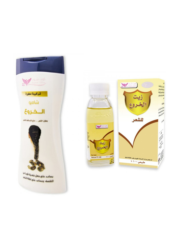 Kuwait Shop Castor Oil & Castor Shampoo for All Hair Types, 125ml, 450ml, 2 Piece