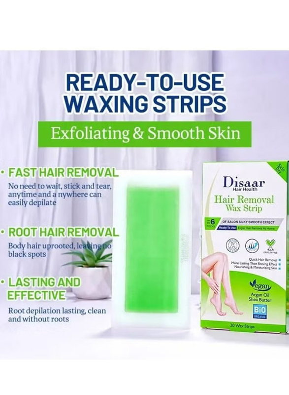 Disaar Argan Oil & shea Butter Hair Removal Wax Strip, 20 Strips