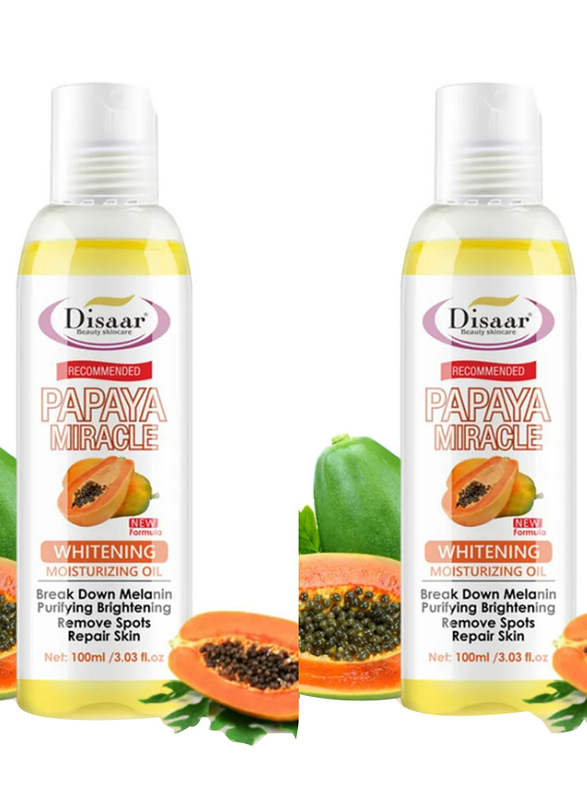 Disaar Papaya Miracle Whitening & Moisturizing Oil, 2 x 100ml