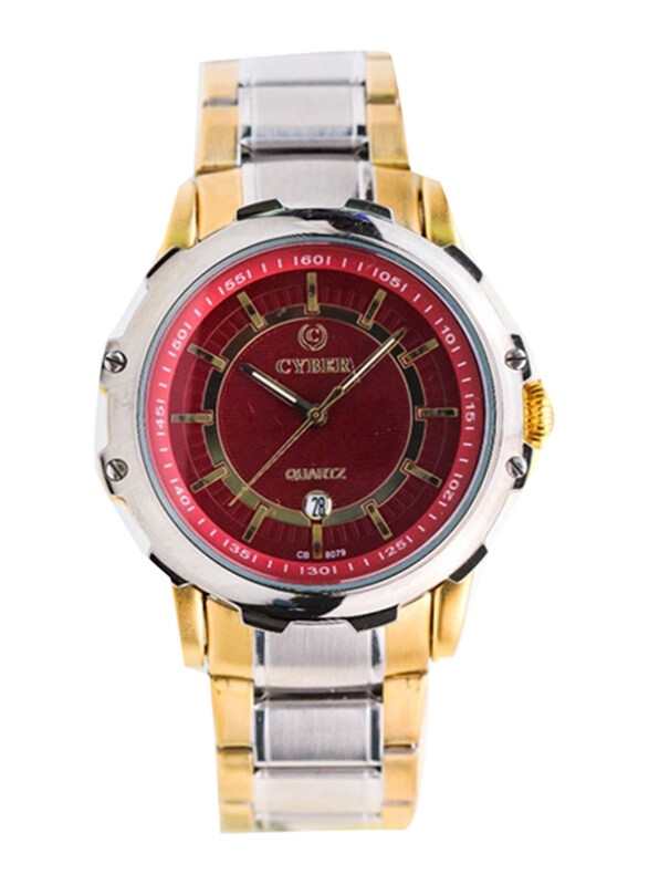 

Cyber Analog An Elegant Watch for Men with Stainless Steel Band, Gold/Silver-Red/Gold