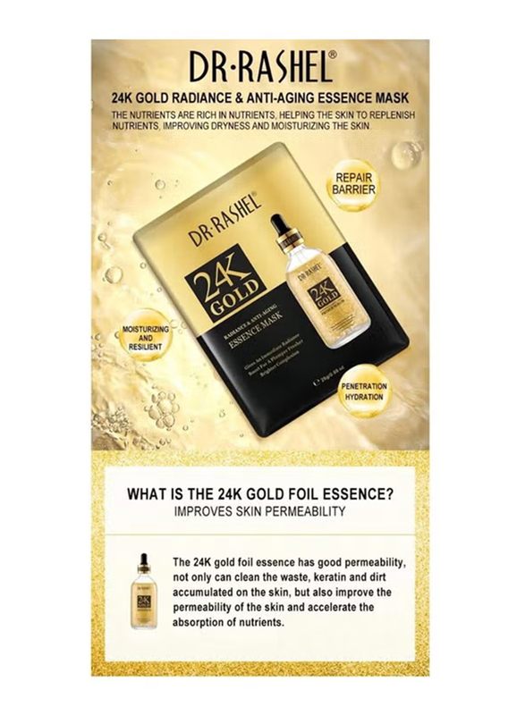 Dr. Rashel 24K Gold Radiance & Anti-Aging Essence Mask, 5 x 25gm