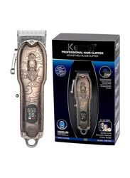 Kemei Rechargeable Cordless Cutting Trimmer Professional Hair Clipper with LCD Display, KM-3705, Gold