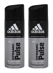 Adidas Dynamic Pulse Body Spray Deodorant, 2 x 150ml