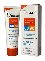 Disaar Refreshing Sunblock Very High Protection UVB + UVA 60-90 Sunscreen Cream, 80ml