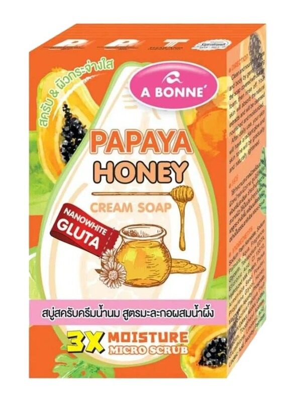 

A Bonne Papaya Honey Cream Soap with Natural Scrub, 90gm