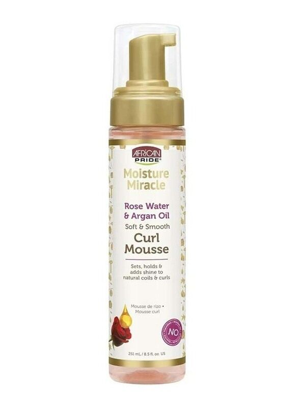 

African Pride Moisture Miracle Soft & Smooth Curl Mousse Rose Water & Organ Oil for All Hair Types, 251ml