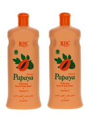 Rdl Extract Papaya Whitening Hand & Body Lotion 600ml, 2 Piece