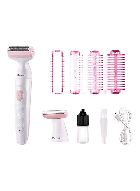 Kemei Professional Design 2 In 1 Multi-Function Waterproof Lady Shaver, KM-113, Pink