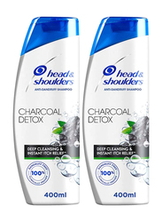 Head & Shoulders Charcoal Detox Anti-Dandruff Shampoo for Anti Dandruff, 2 x 400ml