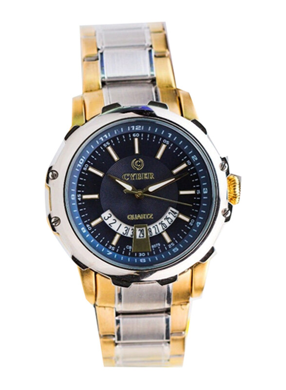 

Cyber Analog An Elegant Watch for Men with Stainless Steel Band, Gold/Silver-Blue