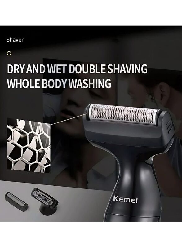 Kemei KM-114 Professional Design 3 In 1 Electric Multi Function Men Grooming Set, Black