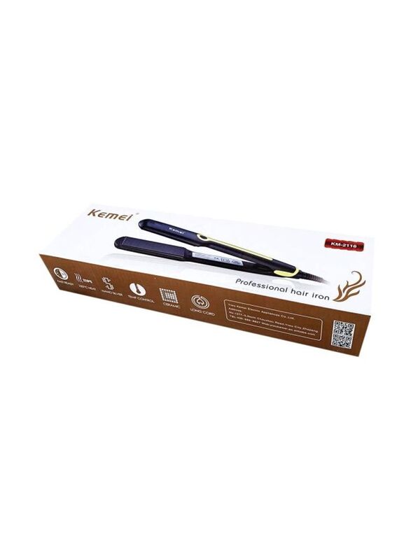 Kemei Professional Hair Straightening Iron, Black/Pink