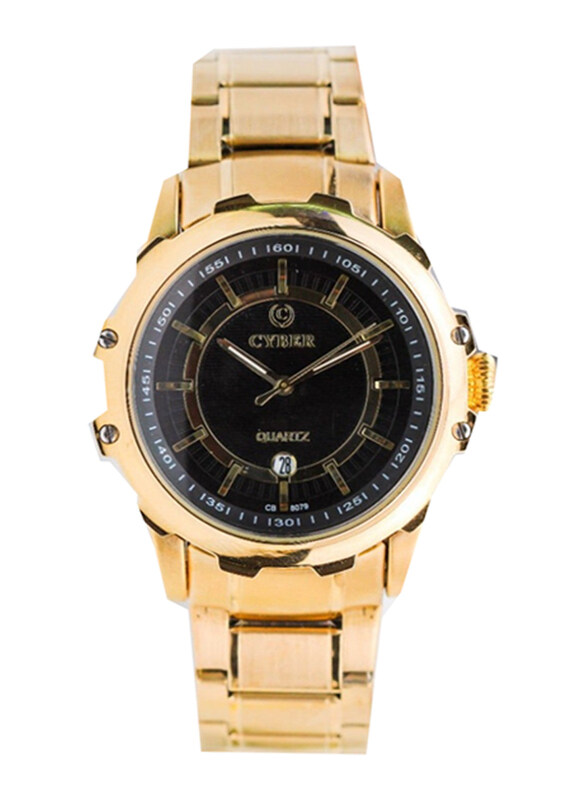 

Cyber Analog An Elegant Watch for Men with Stainless Steel Band, Gold-Black