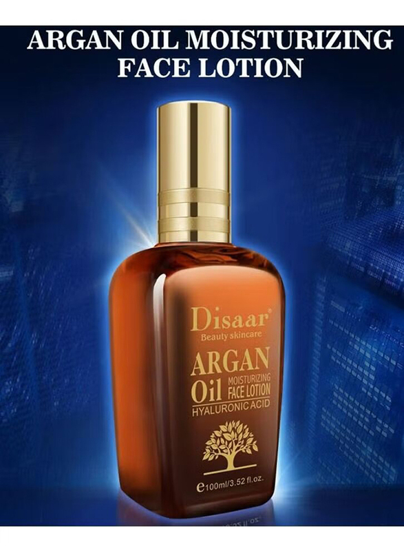 Disaar Argan Oil Moisturizing Face Lotion Hyaluronic Acid Anti-Aging Shrink Pores, 100ml