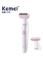 Kemei Professional Design 2 In 1 Multi-Function Waterproof Lady Shaver, KM-113, Pink